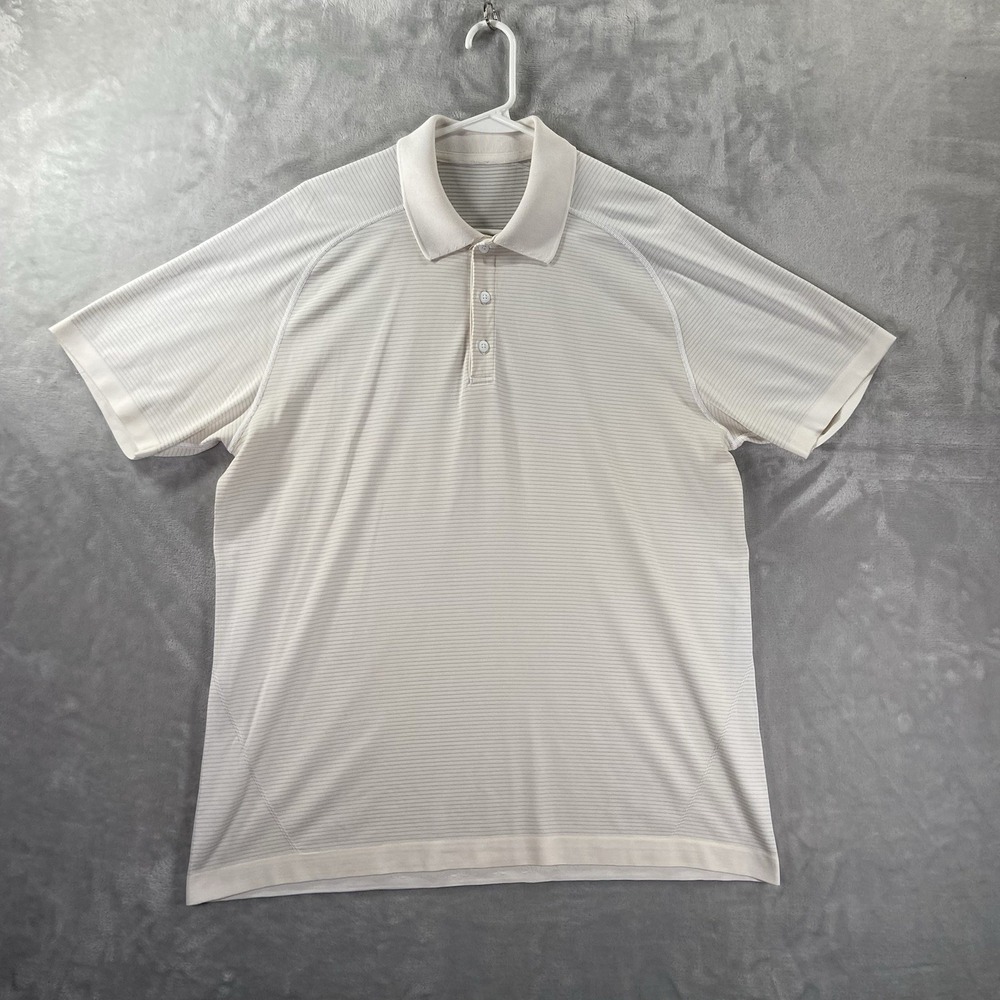 Lululemon Shirt men's XL Polo Metal Vent Tech Short Sleeve Performance White
